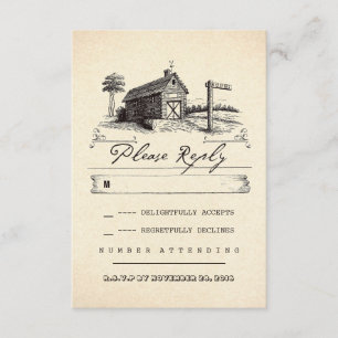 Maison de campagne mariage rustique cartes RSVP