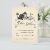 Maison de campagne mariage rustique cartes RSVP (Debout devant)