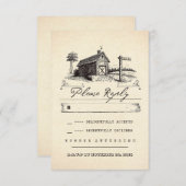Maison de campagne mariage rustique cartes RSVP (Devant / Derrière)
