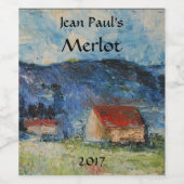 Maison de campagne Paysage Étiquette de vin rouge (Étiquettes simples)