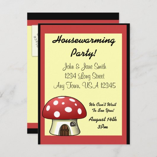 Maison de champignons Faire-part chauffant (Devant / Derrière)