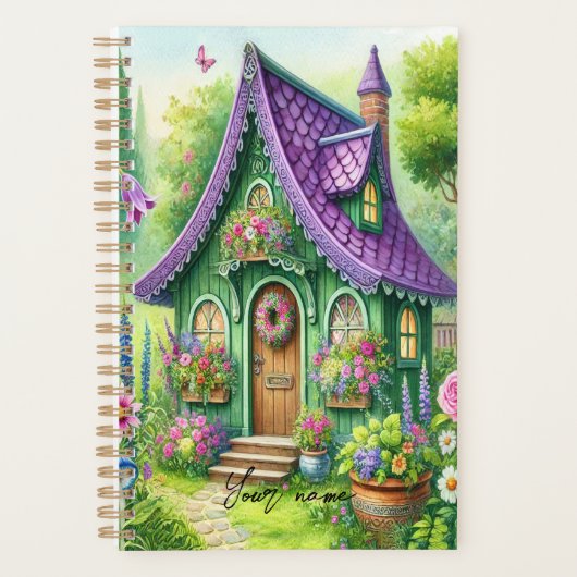 Maison de conte de fée magique vert pourpre (Devant)