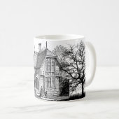 Maison de graphisme noir et blanc et Mug d'arbres (Devant droit)