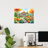 Maison de jardin d'automne avec affiche murale Cit (Bureau à domicile)