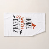 maison de la sorcière et ses petits démons Hallowe (Serviette à main)