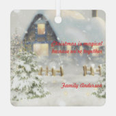 Maison de neige de Noël Carré en métal ornement (Verso)