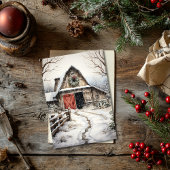 Maison de Noël avec Cheval Stables Carte Plat