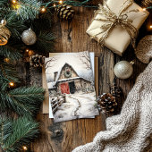 Maison de Noël avec Cheval Stables Carte Plat