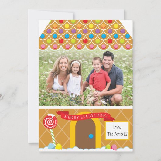 Maison de pain d'épices | 4 Balise de carte de Noë (Devant)