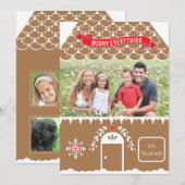 Maison de pain d'épices | 4 Balise de carte de Noë (Devant / Derrière)