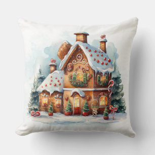 Maison de pain d'épices Noël Fêtes Jeu Oreiller