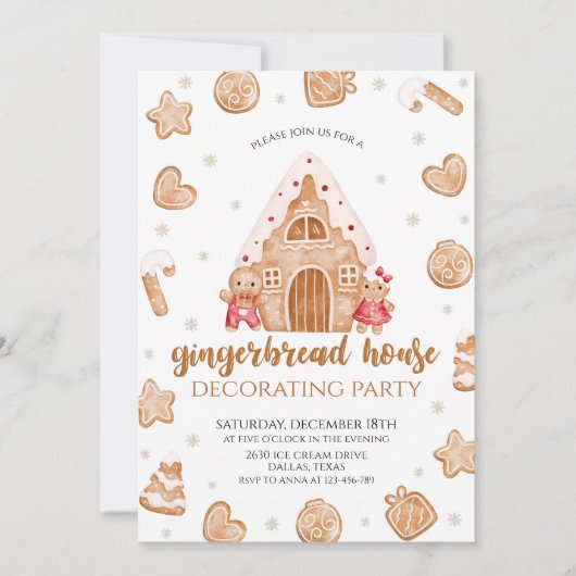 Maison de pain d'épices Noël Invitation (Devant)