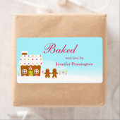 Maison de pain d'épices sucré cuite au étiquette (En situation)