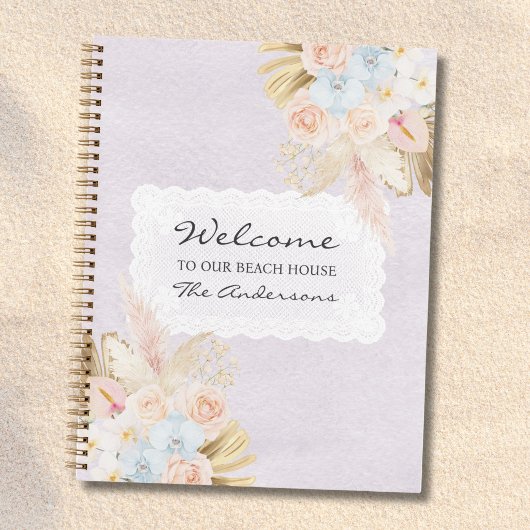 Maison de plage Bienvenue Livre d'or floral aquare