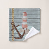 Maison de plage bleue et blanche aventurière (Gant de toilette)