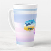 Maison de plage bleue et rose Latte Mug (Angle gauche)