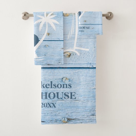 Maison de plage en bois bleu marine personnalisée (En situation)