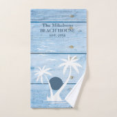 Maison de plage en bois bleu marine personnalisée (Serviette à main)