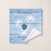 Maison de plage en bois bleu marine personnalisée (Gant de toilette)