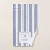 Maison de plage rayures bleues de style ferme côti (Serviette à main)