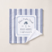 Maison de plage rayures bleues de style ferme côti (Gant de toilette)