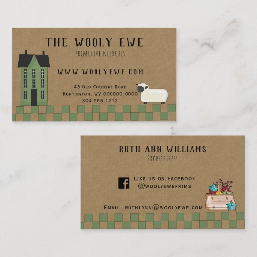 MAISON DE SALTBOX PRIMITIVE SUR KRAFT CARTE DE VIS (Devant / Derrière)