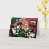 Maison des Australiens 4 chiens jouant la carte de (Fleur jaune)