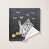 Maison d'Halloween, Chats noirs, Chats, Chauves-so (Gant de toilette)