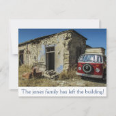 Maison Dilapidé Et Van Moving Faire-part (Devant)