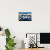 Maison d'opéra d'Oslo Affiche de voyage vintage - (Bureau à domicile)