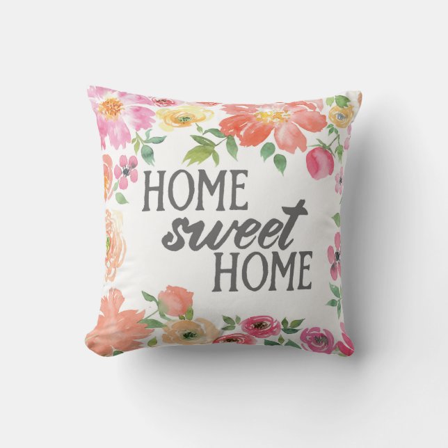 Maison douce à la maison - aquarelle - coussin de (Recto)