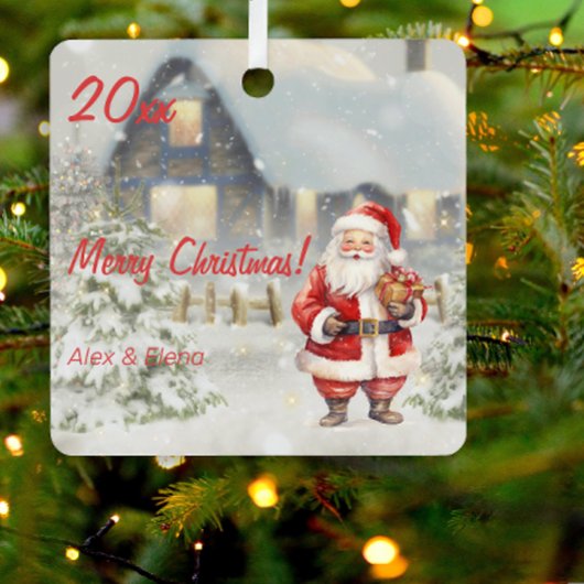 Maison du Père Noël Photo Carré Ornement