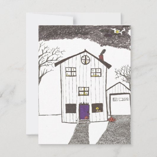 Maison Éffrayante invitation Halloween (Devant)