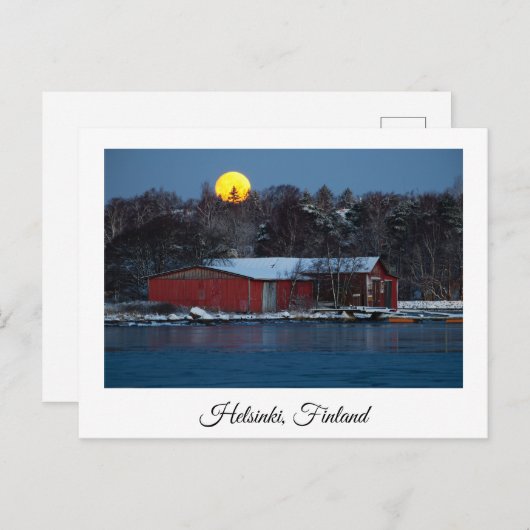 Maison en bois rouge à Helsinki, Finlande carte po (Devant / Derrière)