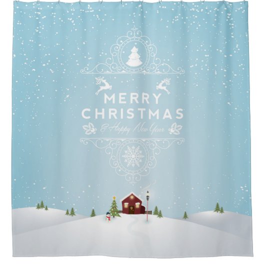 Maison en Neige rideau de douche de Noël (Devant)