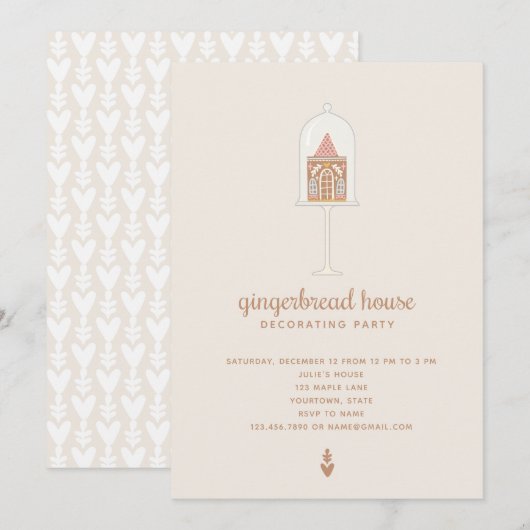 Maison en pain d'épice Décoration Fête Invitation (Devant / Derrière)