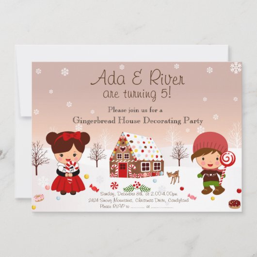 Maison en pain d'épice Décoration Fête Invitation (Devant)