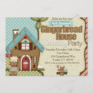 Maison en pain d'épice Décoration Fête Invitation