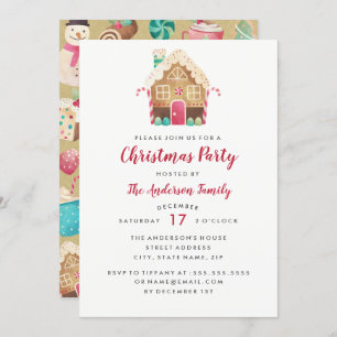 Maison en pain d'épice Sucré Noël Fête Invitation