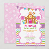 Maison en pain d'épices Invitation Anniversaire (Devant / Derrière)
