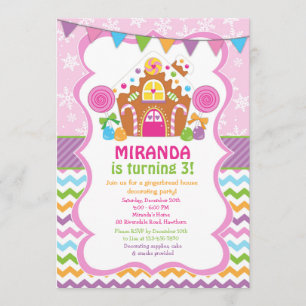 Maison en pain d'épices Invitation Anniversaire