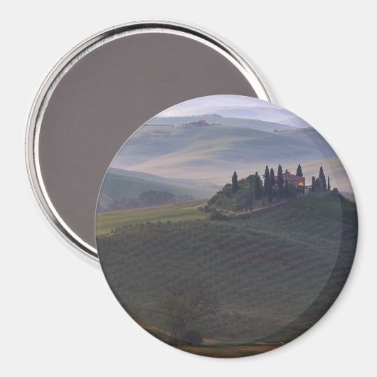 Maison en Toscane dans le matin aimant rond brouil (Recto/Verso)