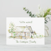 Maison et arbres Nouvelle adresse Carte Faire-part (Debout devant)