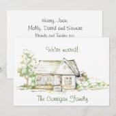 Maison et arbres Nouvelle adresse Carte Faire-part (Devant / Derrière)