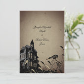 Maison gothique vintage Faire-part de mariage (Debout devant)