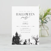 Maison Hantée Adulte Halloween Invitation de fête  (Debout devant)