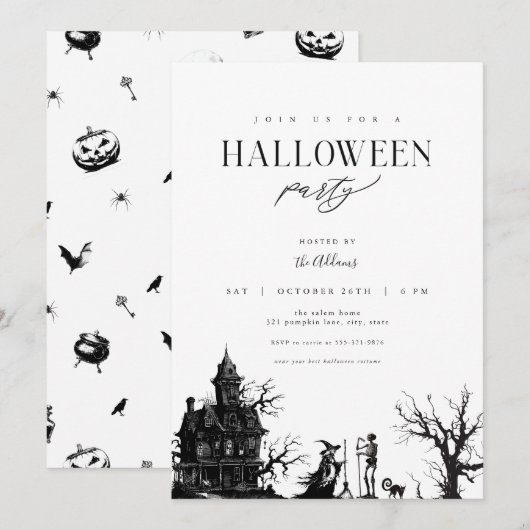 Maison Hantée Adulte Halloween Invitation de fête  (Devant / Derrière)
