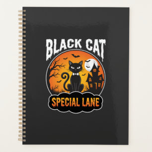 Maison Hantée Chat Noir Halloween Design Lune