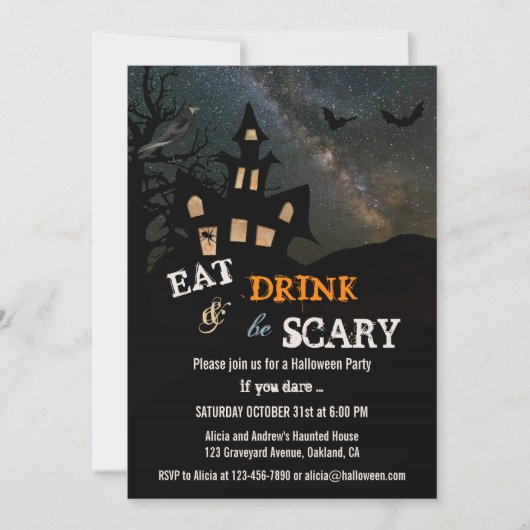 Maison Hantée Dîner d'Halloween Invitation (Devant)