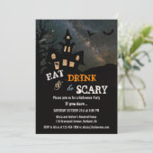 Maison Hantée Dîner d'Halloween Invitation (Debout devant)